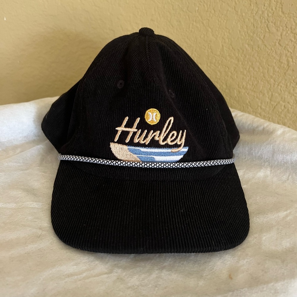 Hurley Black Corduroy Hat with Embroidered Logo